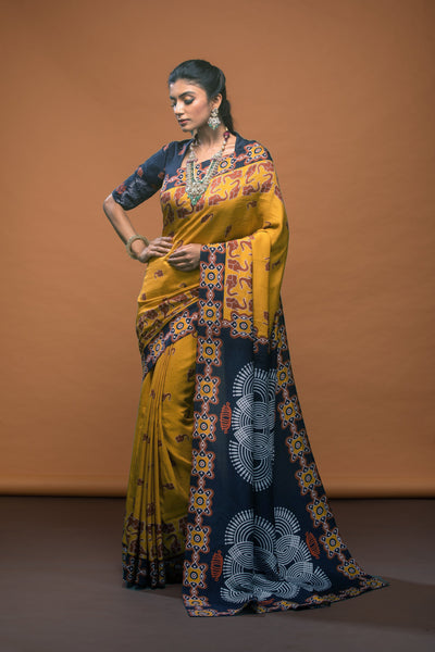 Elephant Queen Satin Print Saree